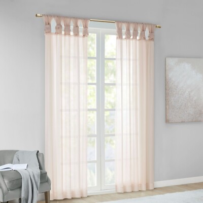 Madison Park MP40-6345 Blush 100% Polyester Twisted Voile Window Sheer Set of 2-image