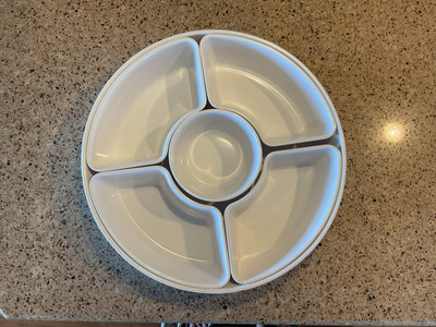 Threshold 6pc Chip & Dip Set Melamine 5 Sections + Serving Platter White-image