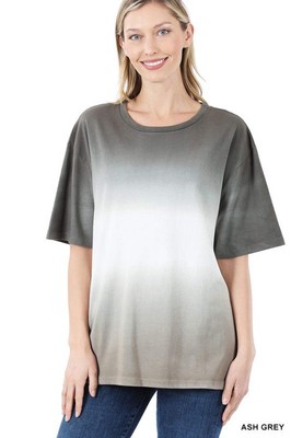 Zenana Women's Dip Dye Short Sleeve Round Neck Top-image
