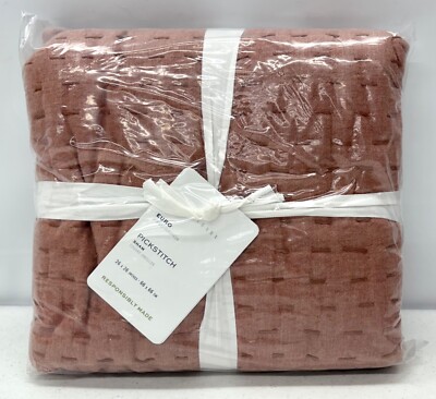 NEW Pottery Barn PickStitch Handcrafted Cotton Linen EURO Sham~Brick-image