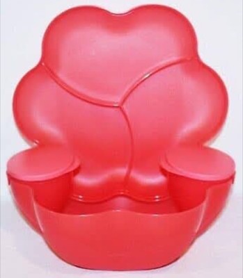 NEW ~ Tupperware Jumbo 1.5 Gallon Chip N Dip Bowl Set.  Raspberry Red 🥣-image