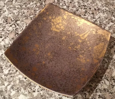 Vintage Rosenthal Studio Linie Germany Handgemalt Square Gold Dish H. Dresler-image