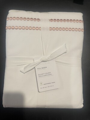 Pottery Barn Pearl Organic Percale Full/Queen Duvet Cover Soft Rose-image