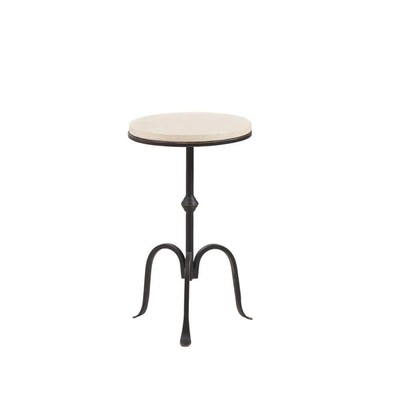 Madison Park Bunker 12 in. Black Round Marble End Table-image