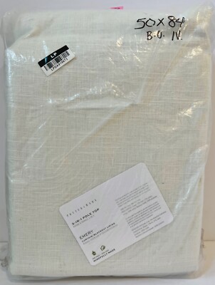 Pottery Barn Emery Linen 3-in-1 Curtain drape  50x84 IVORY W/  BLACKOUT  lining-image