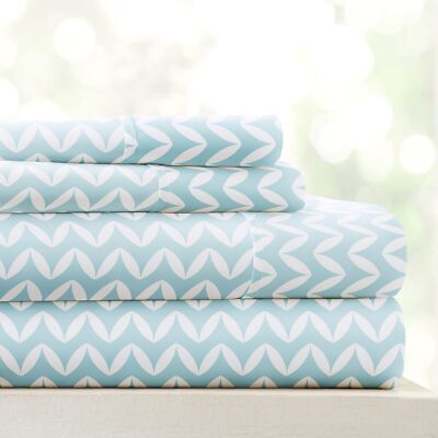 Linen Market 4 Piece King Bedding Sheet Set (Light Blue Chevron) - Sleep Bett...-image