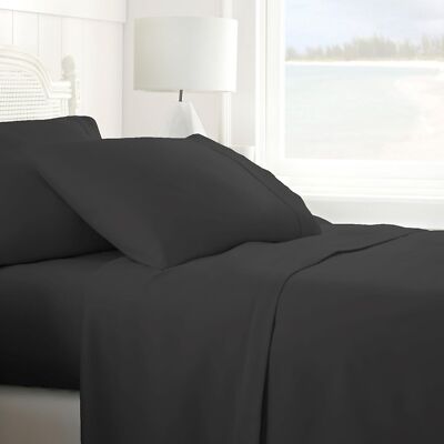 IENJOY HOME Bed Sheet Set, Ultra Soft 4 Piece, Black Size Queen-image