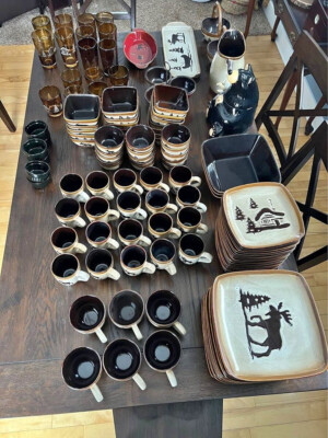 136pc NEW Dinner Salad Plate CEREAL & FRUIT BOWL MUG SQUARE Home Studio Woodland-image