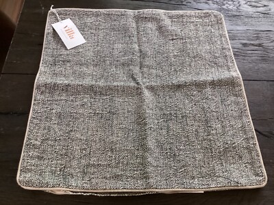 Pottery Barn Villa by Classic Home Bonnay Pillow Cover Charcoal Ivory 22” NEW-image