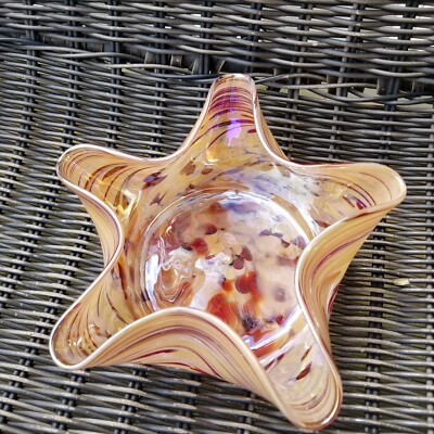 Star Shaped Glass Bowl Decorative Rosetree New Orleans Studio Art Glass 8