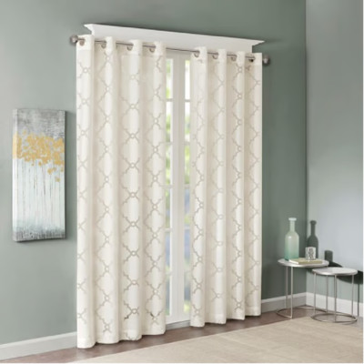 4 Madison Park Eden Fretwork Burnout Sheer Curtain Ivory  Panel 50