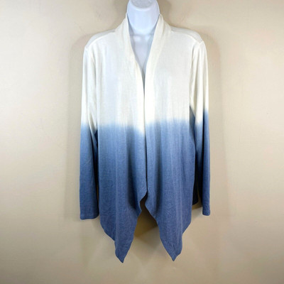 Womens Coastal Open Cardigan Sweater NWT Size L Ocean Blue Beachy Buttery Soft -image