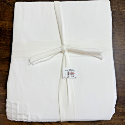 POTTERY BARN EYELET COTTON PERCALE DUVET COVER, FULL/QUEEN ~ WHITE-image