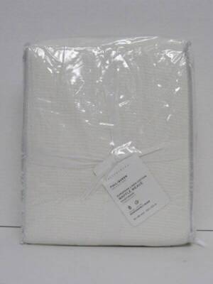 Pottery Barn European Flax Linen Waffle Duvet Cover F/Q White Color New-image