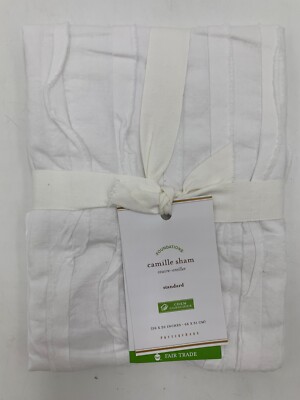 Pottery Barn Camille Cotton Voile Standard Sham White #G800-1-image