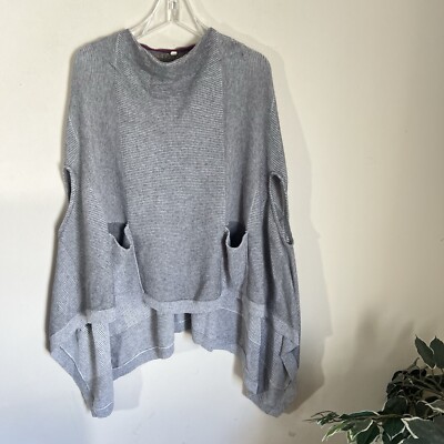 Anthropologie MOTH Madison Park Cape Poncho Gray Cotton Cashmere Wool Blend XS/S-image