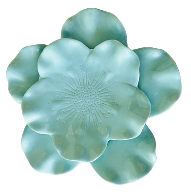 M Studios Pretty Ceramic Flower Shaped Serving Decorative Plate Pale Blue 9.5
