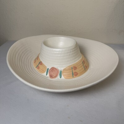Vintage Sombrero Chip and Dip Large Serving Bowl Dish USA Aztec Treasure Craft-image