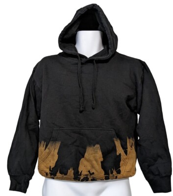 New On the Byas Men's S-M-L Black Punk Bleach Dip Dyed Pullover Hoodie Sweater-image