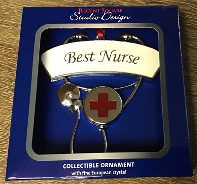 NEW Regent Square Studio Design BEST NURSE Ornament Stethoscope European Crystal-image