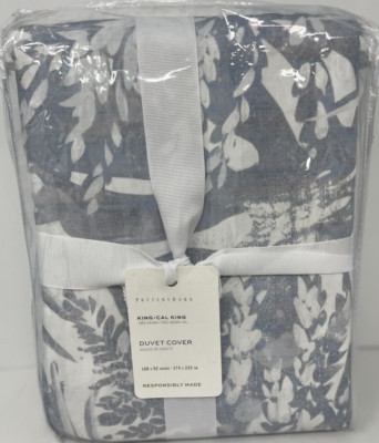 New Pottery Barn Layla Palm King Duvet Cover ~Blue~-image