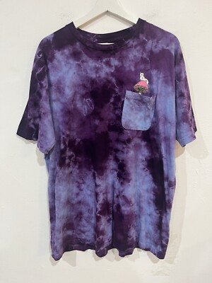Rip N Dip Cat Mushroom Wonderland Psychedelic Purple Tie Dye Pocket T-Shirt XL-image