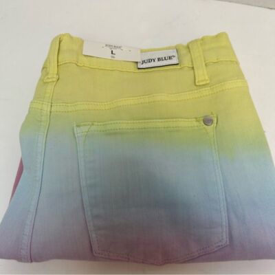 Judy Blue NWT Hi-Rise Dip Dye Cut Off Jean Denim Short Style #150084 Size Large-image