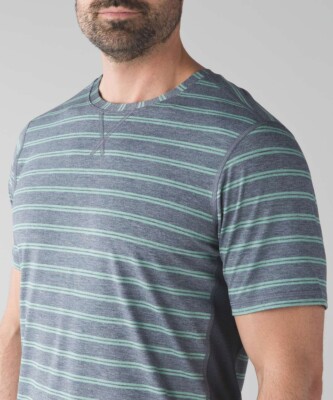 Lululemon T.H.E. Crew Double Dip Stripe Heathered Inkwell Vintage Green Size L-image