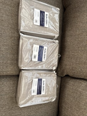 Lot of 3 Sun Zero Light brown Blackout Rod-Pocket Curtain Panel, 80” x 63”  -image