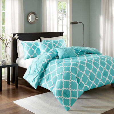 Madison Park Essentials 5PC Kasey Comforter Set - w/Matching Shams - Queen, Aqua-image