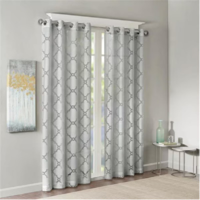 2 Madison Park Eden Fretwork Burnout Sheer Curtain   Panel 50