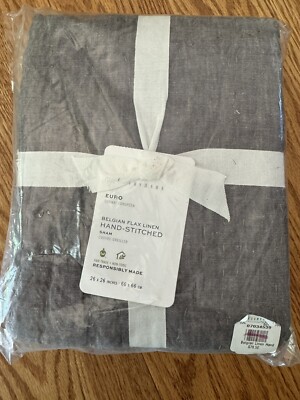 Pottery Barn Belgian Flax Linen Hand Stitched Pillow Sham New Euro-image