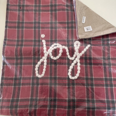 Pottery Barn JOY Plaid - Pillow Cover NWT Christmas 20 