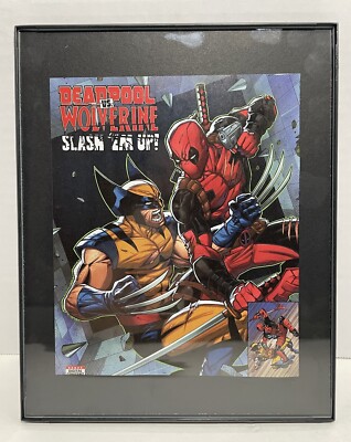 Deadpool Vs. Wolverine Slash 'Em Up Comic Wall Art Framed 8” X 10”-image