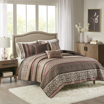 Quilt Set Luxurious Jacquard Stripes Design - All Season, Coverlet Bedspread ...-image