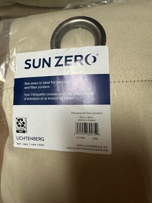 Sun Zero Lichtenberg Blackout Thermal Grommet Curtain 2 Panel Beige, 104X96 in-image