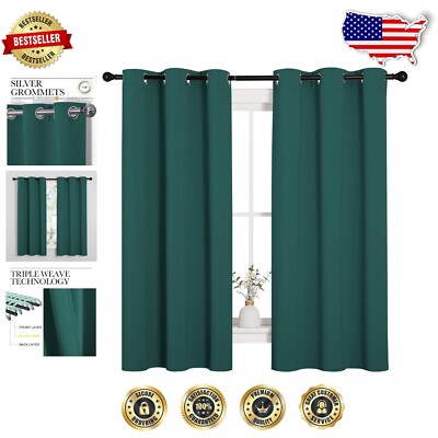 Grommet Top Blackout Panel Curtains, 42x63-Inch, Thermal Insulation for Any Room-image