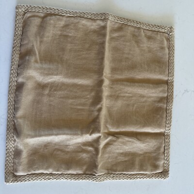Pottery Barn 20x20 Natural Warm Brown Linen Pillow Cover with Jute Braided-image
