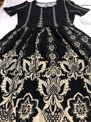 NEW LuLaRoe Amelia XL 18/20 Black Beige Dip Paisley Floral Ornate Unicorn 🦄 NWT-image