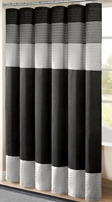 Madison Park Amherst Bathroom Shower Curtain 72” x 72” Black-image