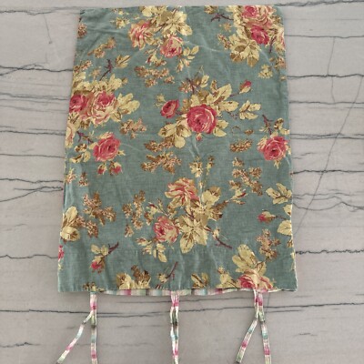 Pottery Barn Teen Standard Sham Linen Cotton Tie Closure Roses Blue Pink Striped-image