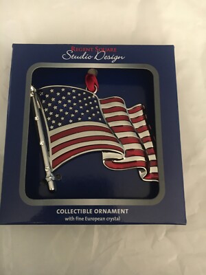 REGENT SQUARE STUDIO DESIGN UNITED STATES FLAG HOLIDAY ORNAMENT NEW IN BOX-image