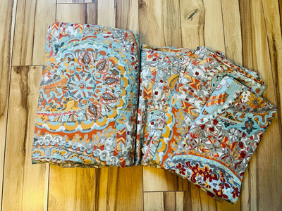 Pottery Barn Paloma Paisley Percale Full/Queen Duvet Cover 2 Euro, 1 Stand Sham-image