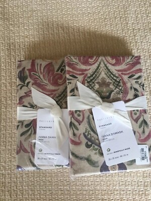 Set/2 Pottery Barn Ivana Damask Standard Shams Gorgeous!!-image