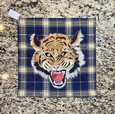 Pottery Barn Teen Tiger Plaid Pillow Cover Blue Yellow 16