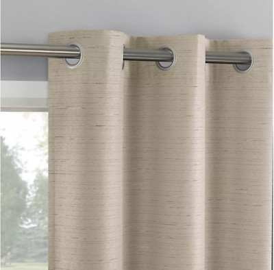 2pc Sun Zero Wylder Texture Thermal Blackout Grommet Curtain Panel Pair NEW-image