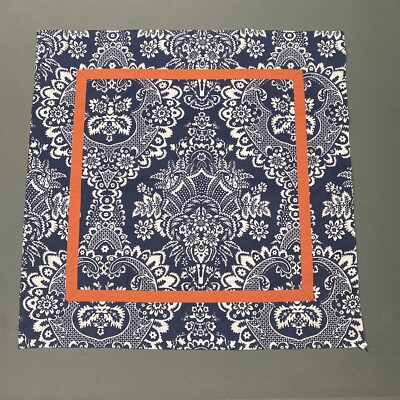 Pottery Barn 30”x30” Pillow Cover Sham Blue White Baroque Floral Orange Ribbon-image