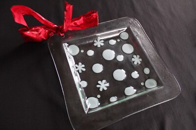 Hand Blown Studio Art Glass Platter -  Christmas-image