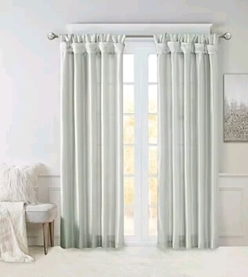Madison Park Window Panel Curtain Twisted Tab 50in x 84in Dusty Aqua-image