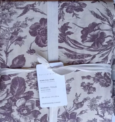 New Pottery Barn Sorrel Toile King/Cal King Duvet Cover PLUM-image